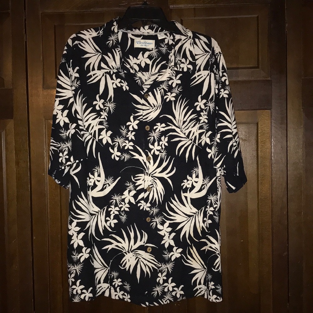 Caribbean silk blend casual short sleeve button up - Men